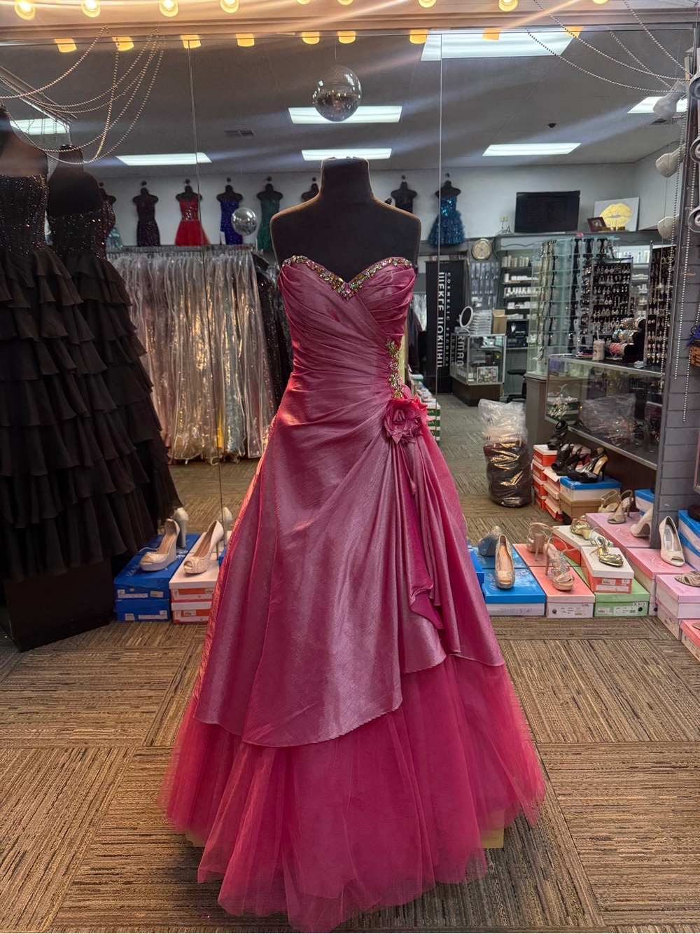 TIFFANY SZ-8 1068 PINK BALLGOWN PROM FORMAL PAGEANT DRESS